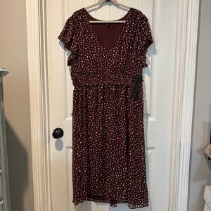 Elegant Burgundy Polka Dot Dress Size 3X